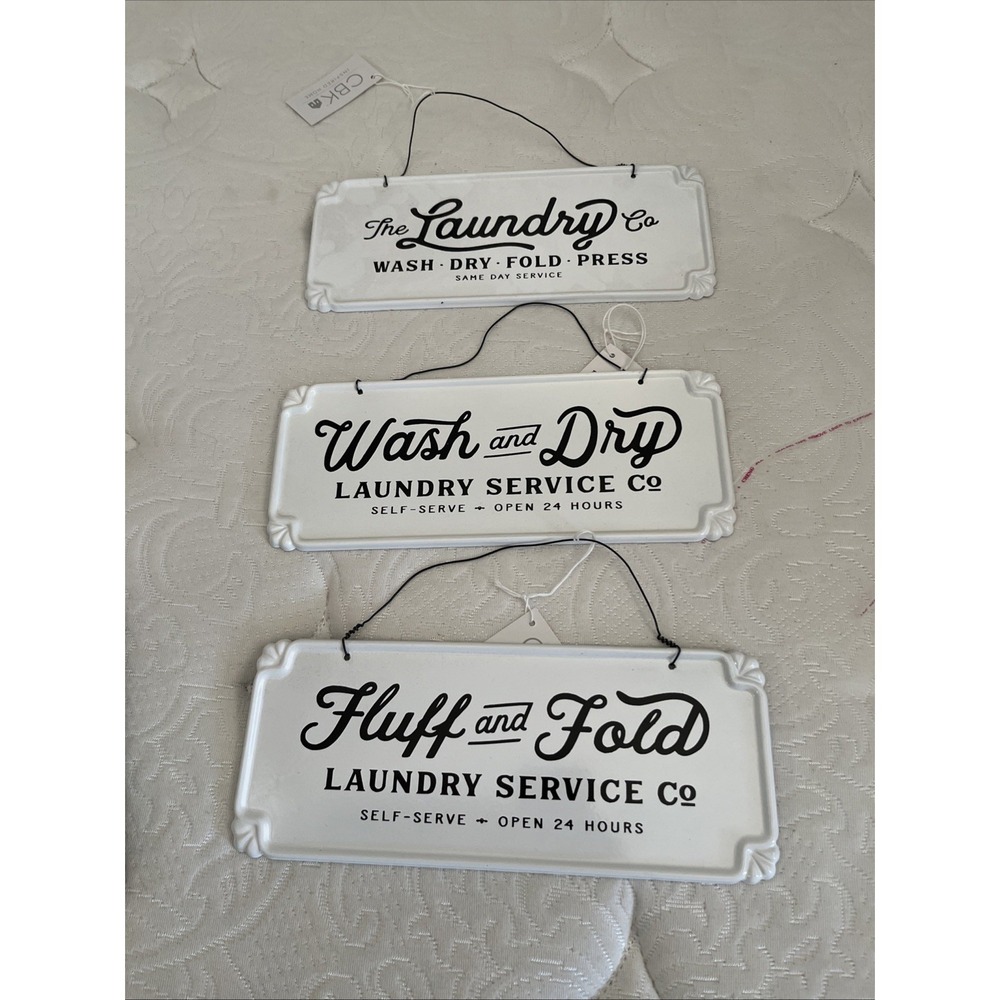 Laundry Room Metal Sign 4"x10" Wall Decor X3 New